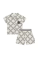 Dresy i komplety dla chłopców - Karl Lagerfeld komplet bawełniany niemowlęcy kolor beżowy - miniaturka - grafika 1