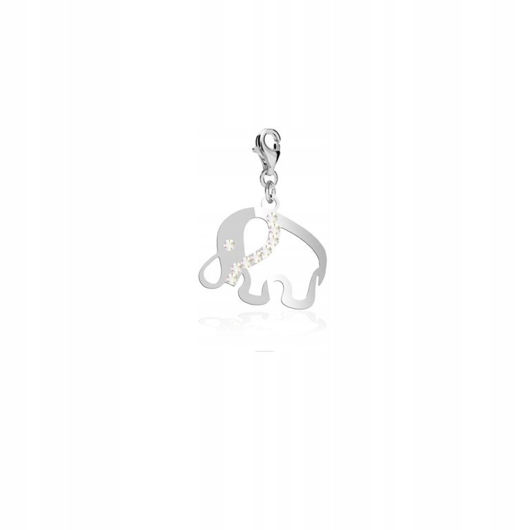 Srebrny Charms SŁONIK DEDYKACJA