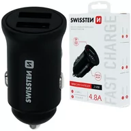 Ładowarki samochodowe - SWISSTEN Czarna Ładowarka samochodowa 2xUSB 4,8A - miniaturka - grafika 1