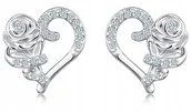 Biżuteria dla dzieci - KOLCZYKI SREBRNE RODOWANE RÓŻE SERCA WKRĘTKI - miniaturka - grafika 1