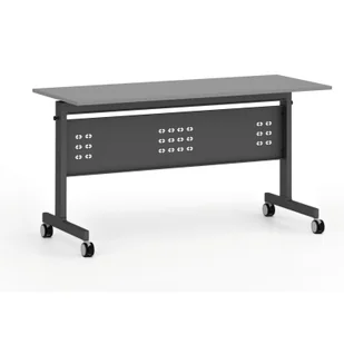 Mobilny stół PRIMO MOBI, 1400 x 600 mm, podstawa czarna, grafitowy - Biurka - miniaturka - grafika 1