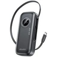 Powerbanki - Awei PA-9 10000mAh 22.5W z wyciąganym kablem czarny/black - miniaturka - grafika 1
