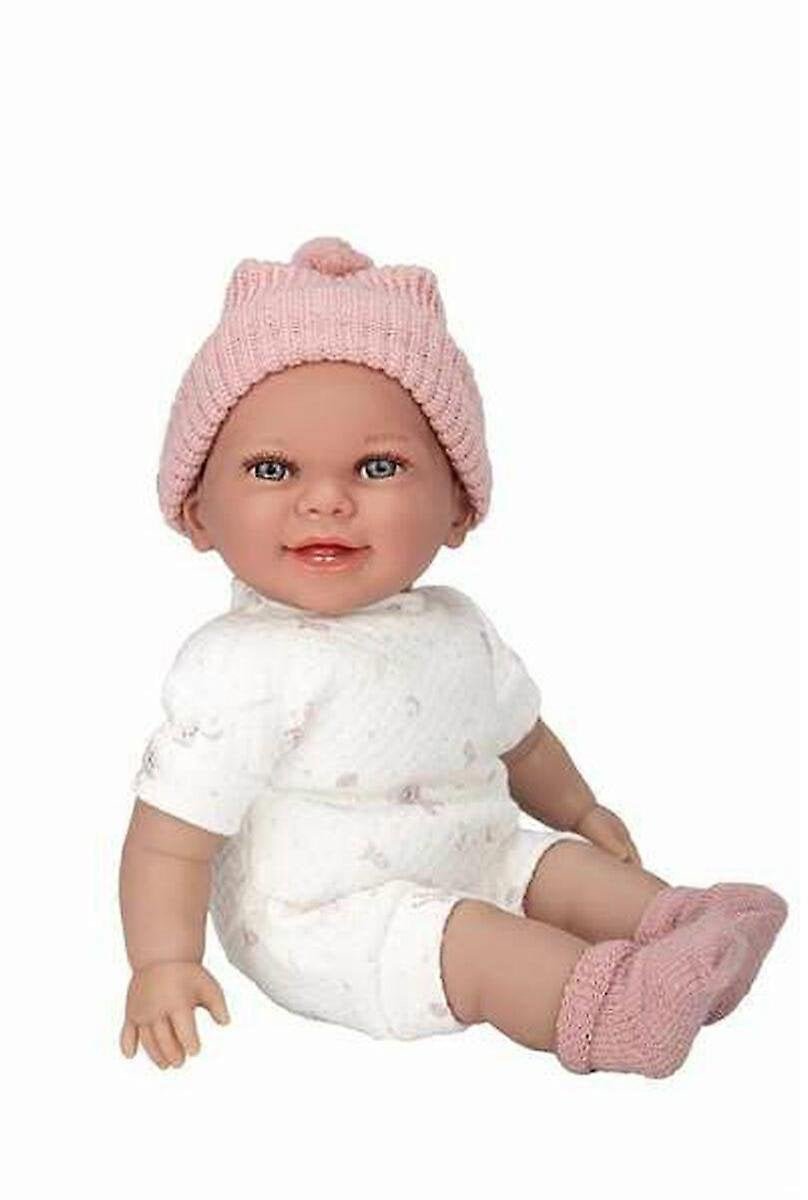 Kiti Arias realistyczna lalka niemowlęca z dźwiękiem i smoczkiem 34 cm różowa czapeczka