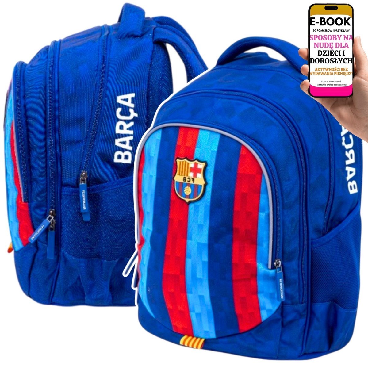 PLECAK SZKOLNY FC Barcelona Dla Chłopca Wnuczka Syna Piłkarza • PREZENT DLA MŁODEGO KIBICA Do Szkoły + EBOOK-3