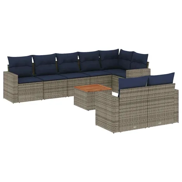 Zestaw mebli ogrodowych modułowych szary rattan PE z poduszkami 62x62x69 c