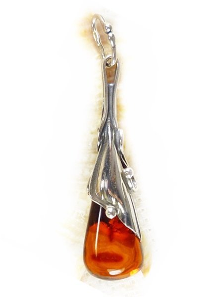 Wisiorek srebrny z bursztynem, handmade 622-23