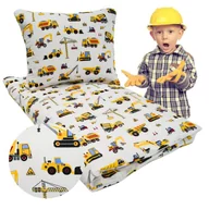 Pościel dla dzieci - Pościel Dziecięca 100x135 + 40x60 Koparki Żółte Na Białym Wysoka Jakość - miniaturka - grafika 1