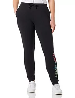 Spodnie damskie - Champion Damskie spodnie dresowe Legacy Color Ground Powerblend z wysokim stanem prążkowanym mankietem, Czarny, XL - grafika 1