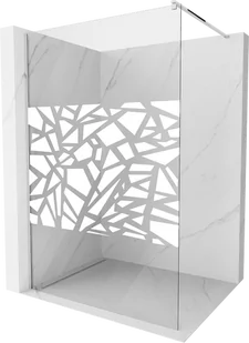 Mexen Kioto ścianka prysznicowa Walk-in 140 x 200 cm, biały wzór 8 mm, chrom - 800-140-101-01-85 - Ścianki i drzwi prysznicowe - miniaturka - grafika 1