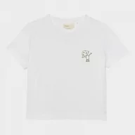 Koszulki sportowe damskie - Damski t-shirt crop top z nadrukiem Outhorn OTHWSS24TTSHF1479 - biały - miniaturka - grafika 1