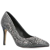 Czółenka - Wieczorowe szpilki z kryształkami - MENBUR 23345 CZARNE - miniaturka - grafika 1