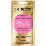 Maseczki do twarzy - Perfecta 24K Gold & Rose Oil, rozświetlająca maska przeciwzmarszczkowa, 8 ml - miniaturka - grafika 1