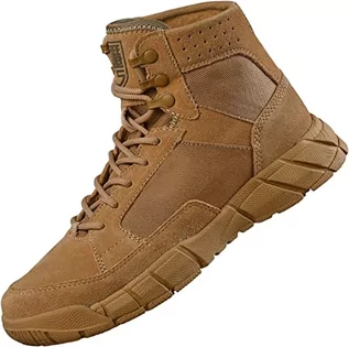 Botki damskie - FREE SOLDIER Męskie botki ultralekkie wojskowe taktyczne buty robocze do kostek do wysokości 15 cm koronki do oddychających butów Desert Boots, 45_EU, brązowe (cienki krój) - grafika 1