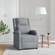Fotele - vidaXL Fotel masujący, jasnoszary, obity tkaniną - miniaturka - grafika 1