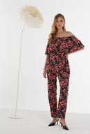 Spodnie damskie - Wiskozowe spodnie w kolorowy wzór - Femestage - miniaturka - grafika 1