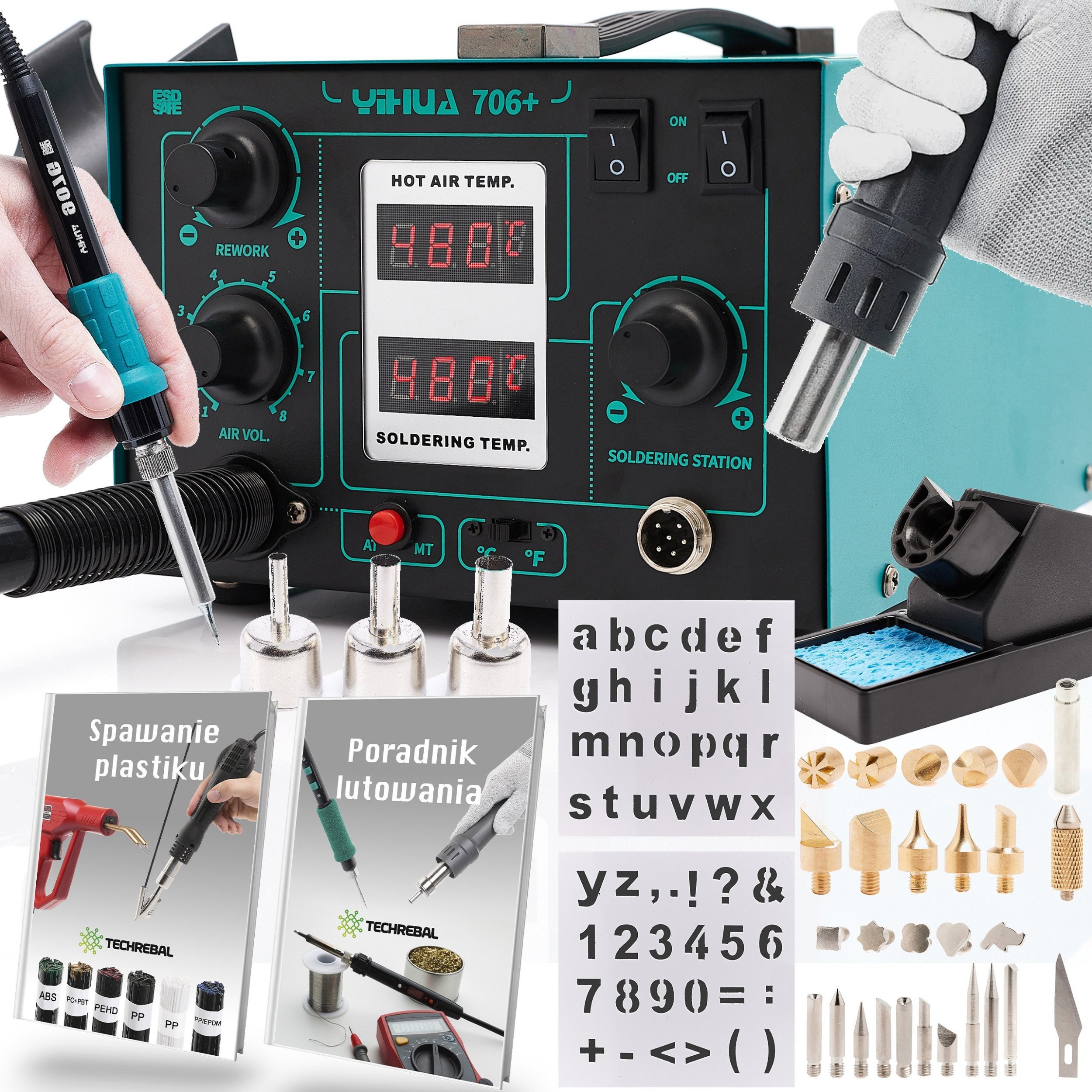 Zestaw Wypalarka do Drewna Stacja Lutownicza 2w1 Yihua 706+ + 28 Końcówek