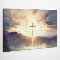 Ikony i obrazy sakralne - Krzyż Symbol Chrześcijański - obraz polycanvas, 100x70 - miniaturka - grafika 1