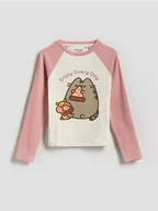 Bluzki dla dziewczynek - Reserved - Bawełniana koszulka Pusheen - brudny róż - miniaturka - grafika 1