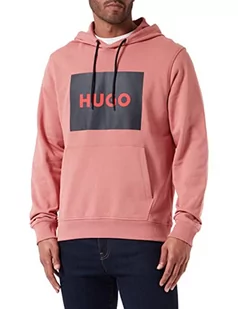 HUGO Duratschi223 męska bluza z kapturem z francuskiego Terry z nadrukiem logo, Średni, różowy, 665, XL - Bluzy męskie - miniaturka - grafika 1