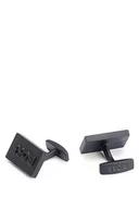 Spinki do mankietów i krawatów - BOSS Męskie spinki do mankietów B-BlackBOSS-CUF prostokątne z wytłoczonym logo w kolorze czarnym matowym, czarny, ONESIZEZE - miniaturka - grafika 1