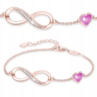 Bransoletki - Bransoletka Pozłacana Różowe Serce ze Znakiem Nieskończoności SREBRO 925 - miniaturka - grafika 1