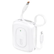 Powerbanki - Powerbank K32 10000 mAh z wbudowanym kablem USB-C iPhone Lightning 22.5W - biały - miniaturka - grafika 1