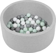 Suche baseny - Selonis Suchy basen okrągły z piłeczkami 6 cm jasnoszary: biały-szary-mięta 70 x 30 cm / 150 piłek - miniaturka - grafika 1