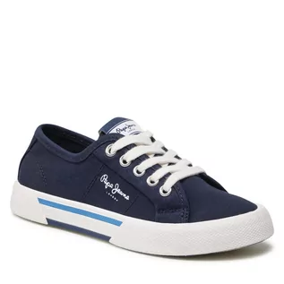 Buty dla chłopców - Tenisówki Pepe Jeans - Brady Boy Basic PBS30527 Navy 595 - grafika 1