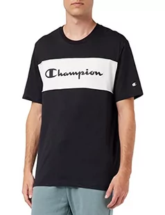 Champion T-shirt męski z logo Piping Block, czarny, S - Koszulki męskie - miniaturka - grafika 1