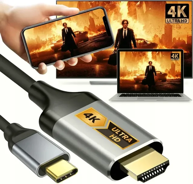 Kabel Usb-c Hdmi Przejściówka Adapter Hub Usb Typ C Do Hdmi Mhl 4k 60hz 2m