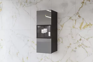 Szafka wisząca przeszklona Helio 07 - czarny / szare szkło - Szafki do salonu - miniaturka - grafika 3