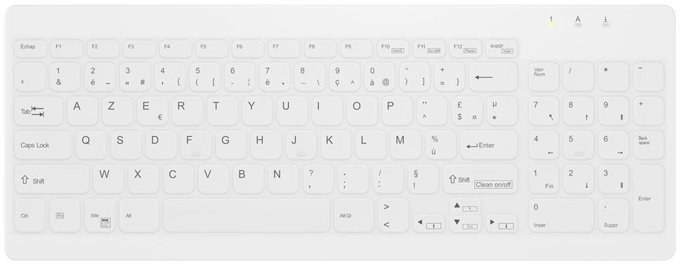 Contour Contour ACTIVE KEY Hygiene Compact Ultraflat Keyboard with N AK-C7012F-U1-W/FR
