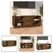 Szafki RTV - The Living Store szafka pod telewizor miodowy brąz 100x34x40 cm lite drewno sosnowe - miniaturka - grafika 1