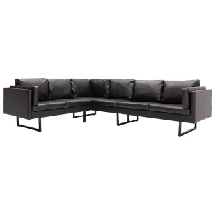 7-osobowa czarna sofa narożna z ekoskóry - Lordis 2X - Narożniki - miniaturka - grafika 1