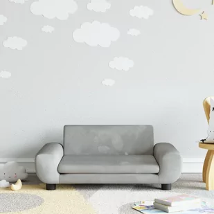Sofa dla dzieci, jasnoszara, 70x45x33 cm, aksamit Lumarko! - Fotele i pufy dla dzieci - miniaturka - grafika 1