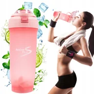 Shakery i bidony sportowe - Szczelna butelka shaker bpa free bidon sportowy z ustnikiem 700ml różowy - miniaturka - grafika 1