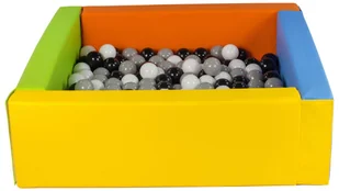 Kwadratowy suchy basen z ekoskóry z 200 piłeczkami (żółty, zielony, niebieski, pomarańczowy/czarny,biały,szary) - Suche baseny - miniaturka - grafika 1