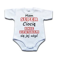 Body dla niemowląt - Mam super ciocię i nie zawaham się jej użyć - 62 krótki rękaw - miniaturka - grafika 1