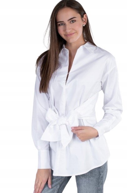 GUESS BIAŁA KOSZULA Z DŁUGIM RĘKAWEM I PASKIEM M GXB