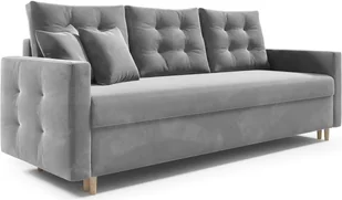 PETI sofa rozkładana, sofa z funkcją spania i podstawą do spania, sofa rozkładana w kolorze: jasnoszary, tkanina welurowa - Sofy i kanapy - miniaturka - grafika 1