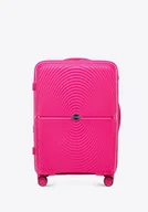 Walizki - Średnia walizka z polipropylenu w okręgi różowa - miniaturka - grafika 1