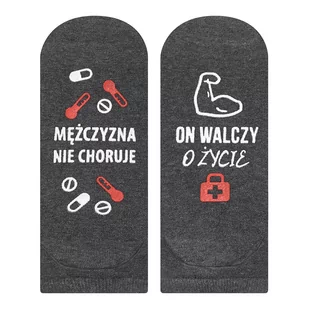 Stopki męskie szare SOXO z napisami bawełniane zabawne - Skarpetki męskie - miniaturka - grafika 1