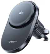 Uchwyty samochodowe do telefonów - Baseus Uchwyt magnetyczny z ładowarką indukcyjną do smartfona na kratkę nawiewu Qi2- czarny Uchwyt magnetyczny z ładowarką indukcyjną do smartfona na kratkę nawiewu Qi2- czarny - miniaturka - grafika 1