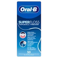 Nici dentystyczne - Oral-B Super Floss, nić dentystyczna do czyszczenia aparatów ortodontycznych i mostów, 50 sztuk - miniaturka - grafika 1