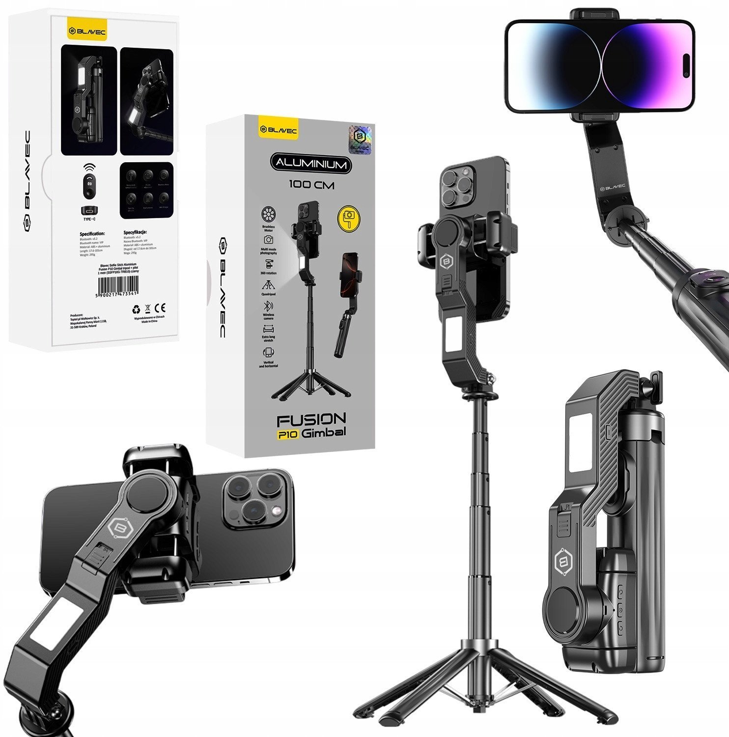 Selfie Stick Gimbal Statyw Tripod Kijek Telefonu Do Samsung iPhone Pilot