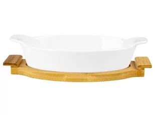 Fl1 NACZYNIE CERAMICZNE MODENO NA PODSTAWIE BAMBUSOWEJ OWALNE 28,5 CM 2PC-NAC-5238/OW28 - Inne naczynia kuchenne - miniaturka - grafika 2