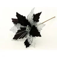 Ozdoby bożonarodzeniowe - Poinsecja na piku 30 cm czarno-srebrny - miniaturka - grafika 1