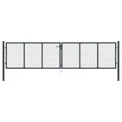 Akcesoria do ogrodzeń - vidaXL Brama ogrodowa z siatki, galwanizowana stal, 400x150 cm, szara - miniaturka - grafika 1