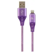 Kable USB - Gembird KABEL PREMIUM USB 2.0 DO 8-PIN (METALOWE WTYKI,OPLOT NYLONOWY) 1M, FIOLETOWO/BIAŁY CC-USB2B-AMLM-1M-PW-PW - miniaturka - grafika 1