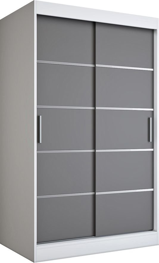 Elior Biała szafa przesuwna front antracyt - Livia 3X